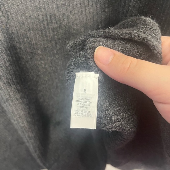 Aerie Women's CozyUp Ribbed Charcoal Sweater medium - Picture 3 of 7